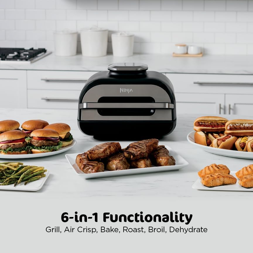Ninja | Indoor Grill and Air Fryer| Foodi Smart XL | 6-in-1 Grill, Air Fry, Roast, Bake, Broil, Dehydrate & Crisp