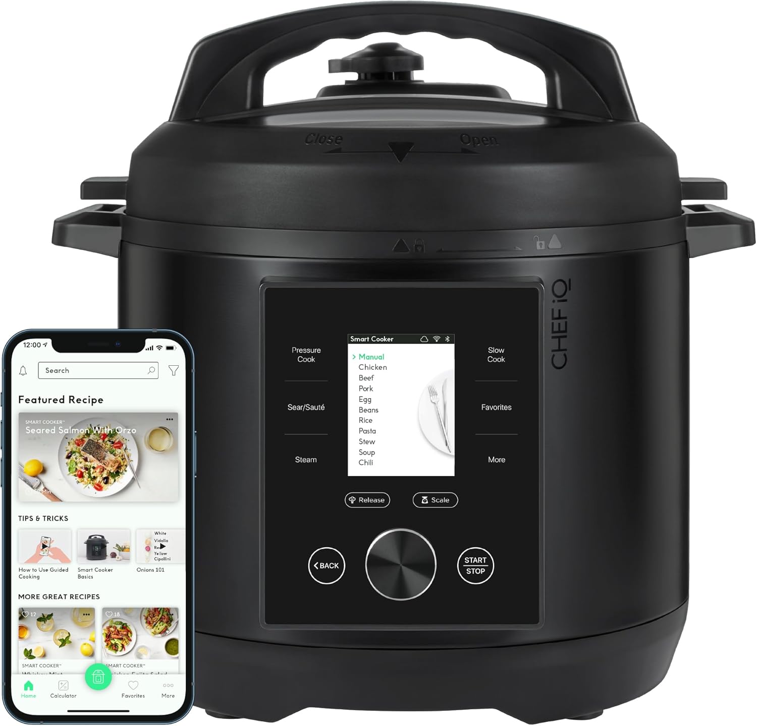 CHEF iQ Smart Pressure Cooker with WiFi and Built-in Scale - Easy-to-Use 10-in-1 Multicooker with 500+ Guided Recipes - Rice Cooker