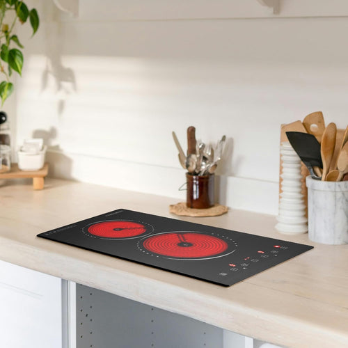Built-in 2 Burner Electric Cooktop 220v Electric Stove with Residual Heat Indicator,Compatible with All Cookware,1-9 Power Level,Hard Wire (No Plug) Suitable For Home