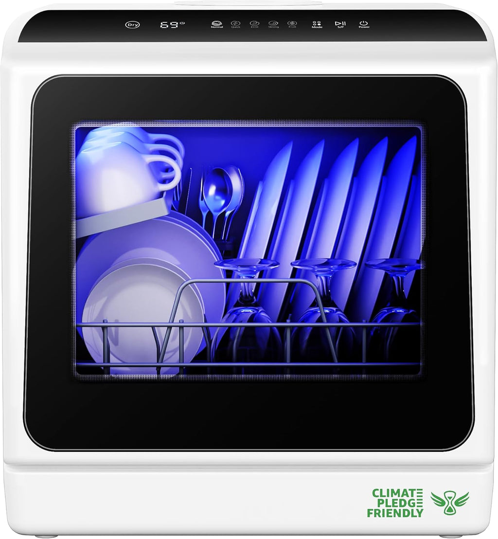 EUHOMY Countertop Dishwasher Portable with 6 Programs, 5L Built-in Water Tank for Apartments & RV, 167℉ High-Temp, No Hookup Needed, Mini Dishwasher with Baby Care