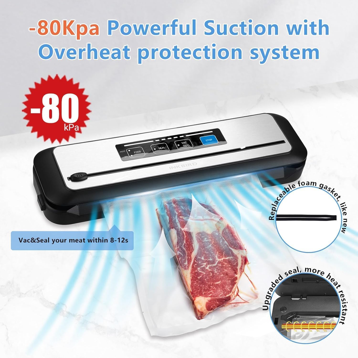INKBIRD WIFI Sous Vide Cooker ISV-200W Bundle with INK-VS01 Vacuum Sealer Machine,1000W Sous-Vide Kits, Immersion Circulator for Sous Vide Mahine with 14 Preset Recipes on Thermal Immersion