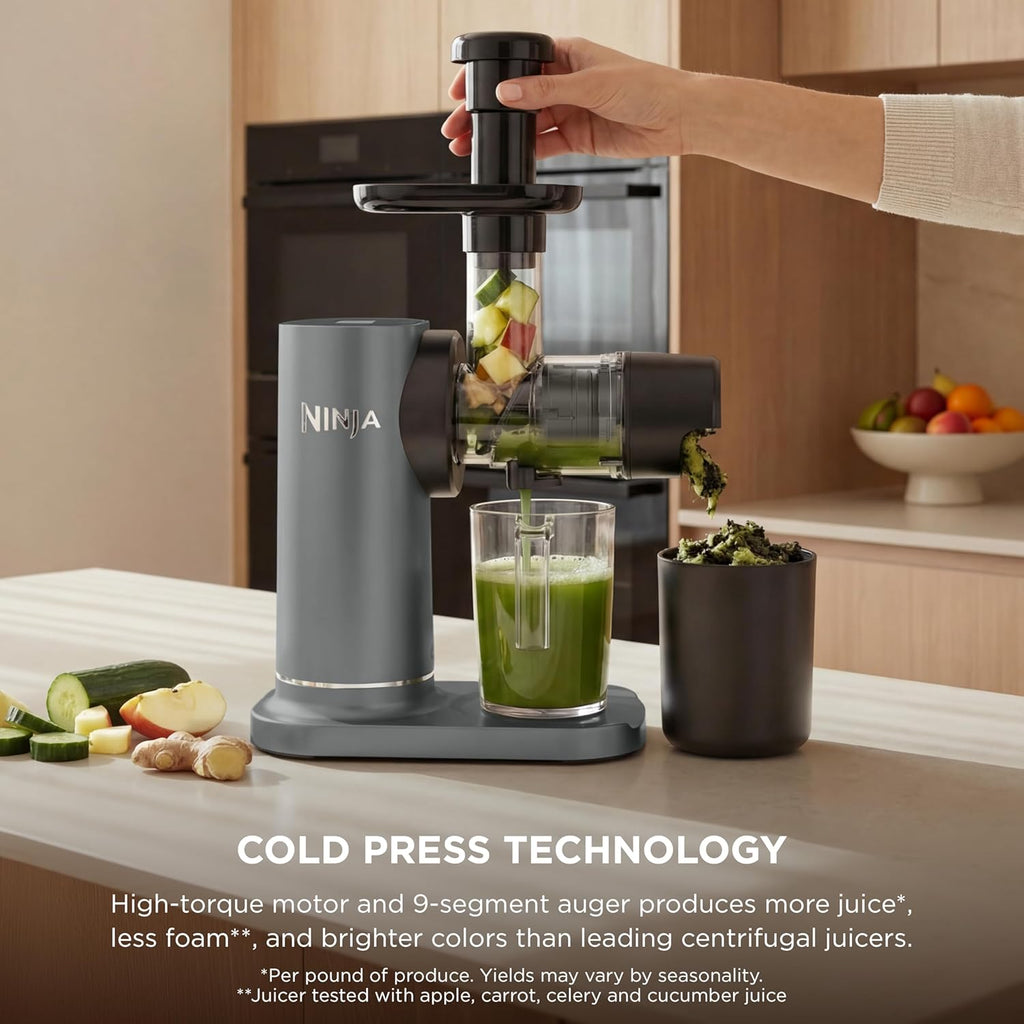 Ninja NeverClog Cold Press Juicer | Powerful Electric Slow Masticating Juicer with Pulp Control
