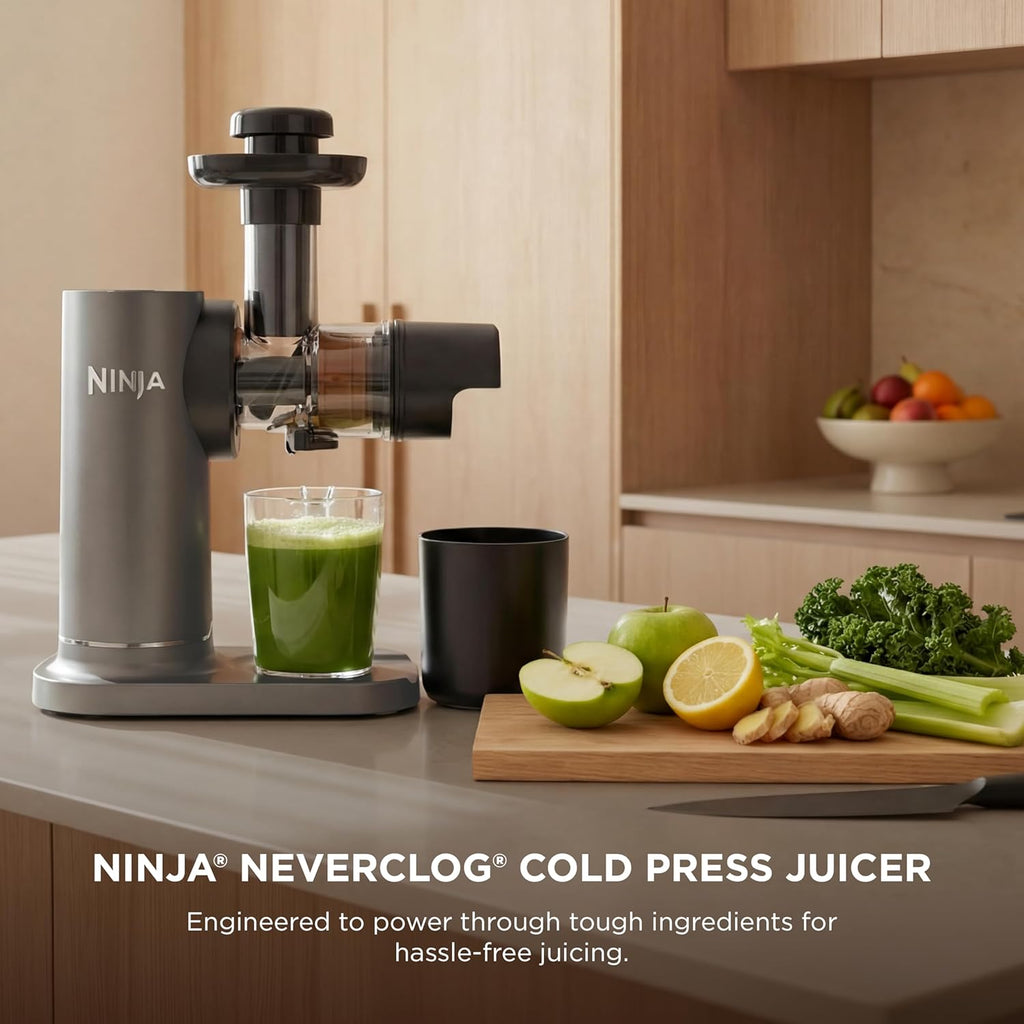 Ninja NeverClog Cold Press Juicer | Powerful Electric Slow Masticating Juicer with Pulp Control