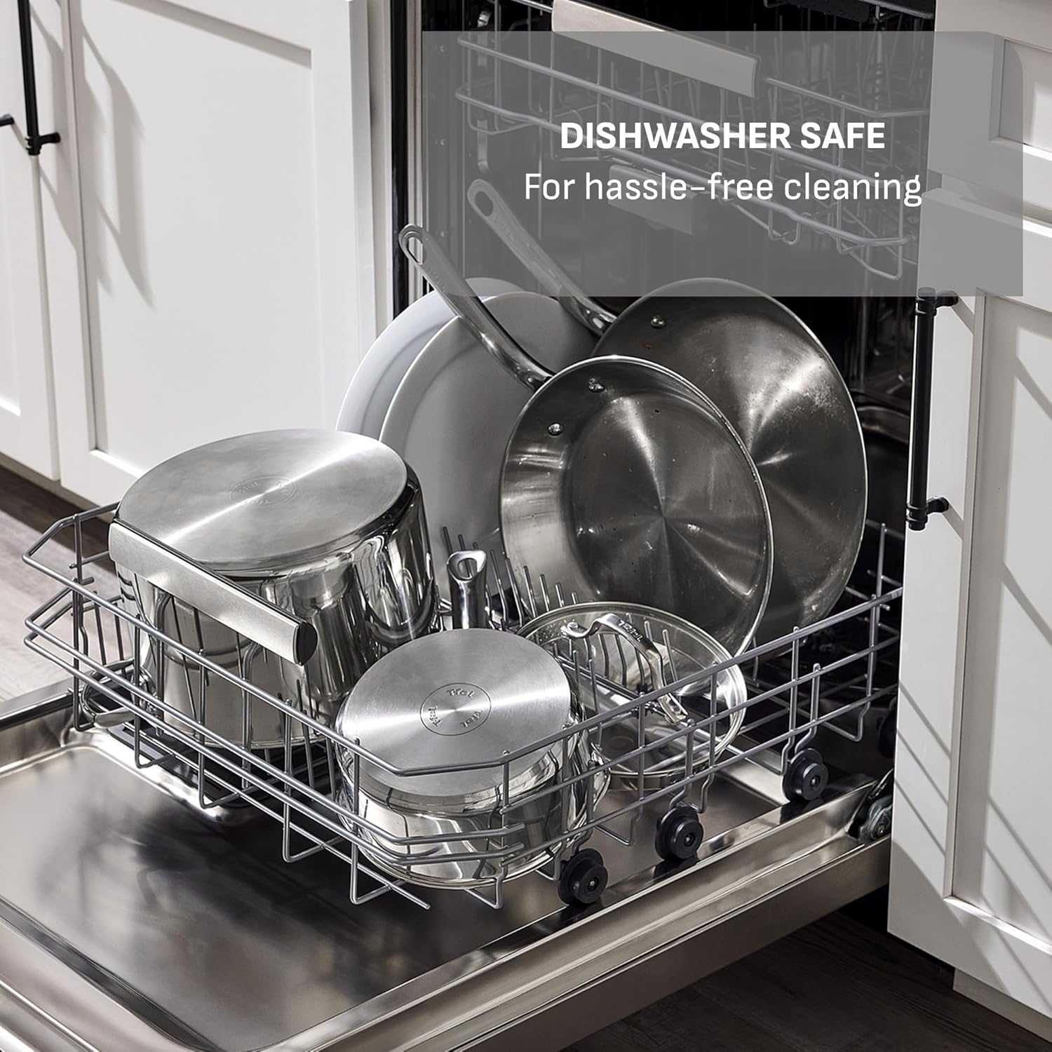 T-fal Stainless Steel Pots and Pans Set 11 Piece, Induction, Oven Broiler Safe 500F, Kitchen Cooking Set