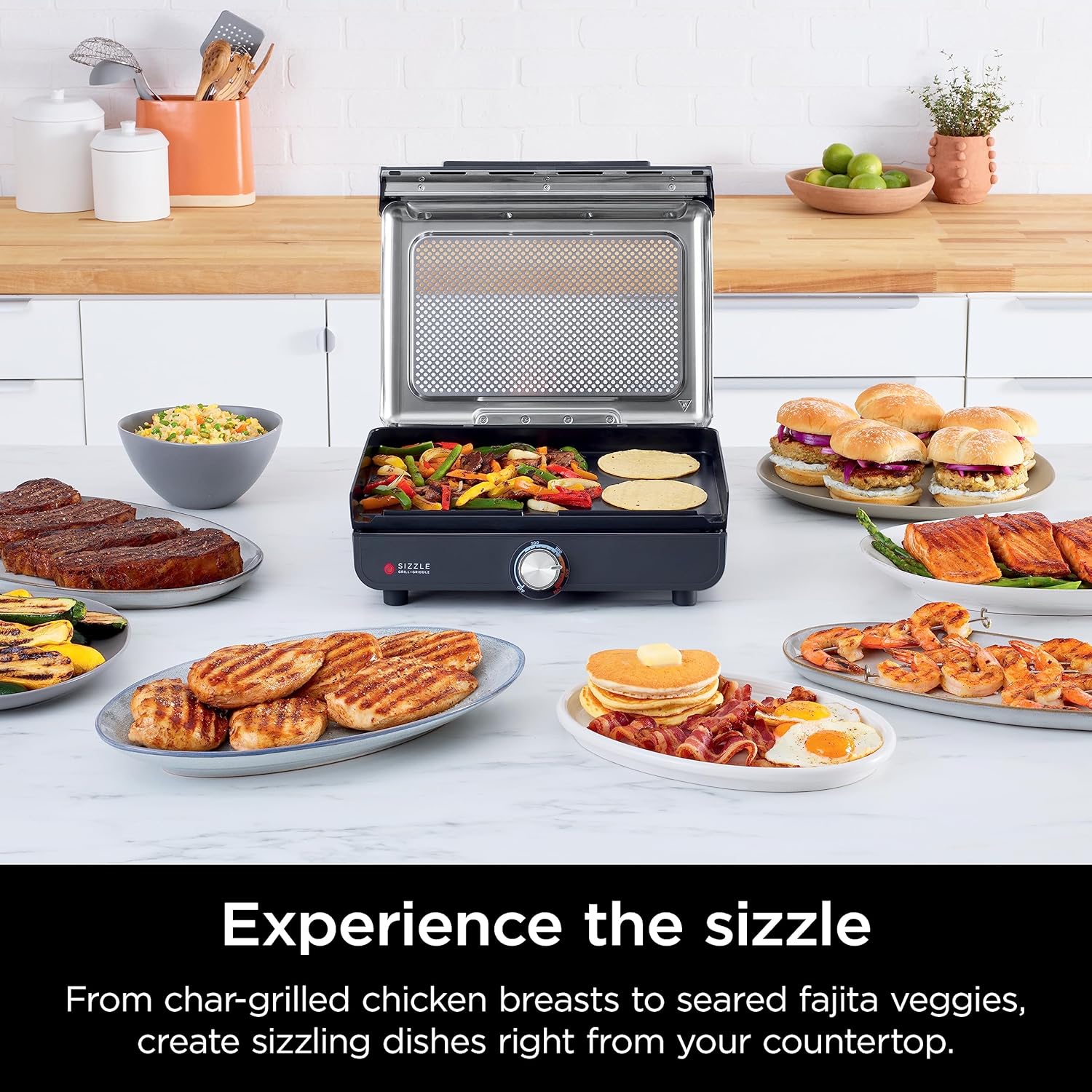 Ninja Griddle and Indoor Grill, 14’’, Electric Grill, For Steak, Burgers, Salmon, Veggies, and More, Pancake Griddle, Nonstick, D